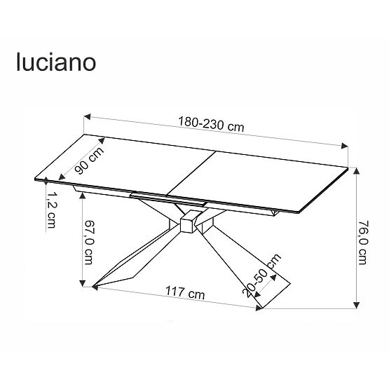 Table extensible LUCIANO, plateau : marbre bleu (2p=1ks)