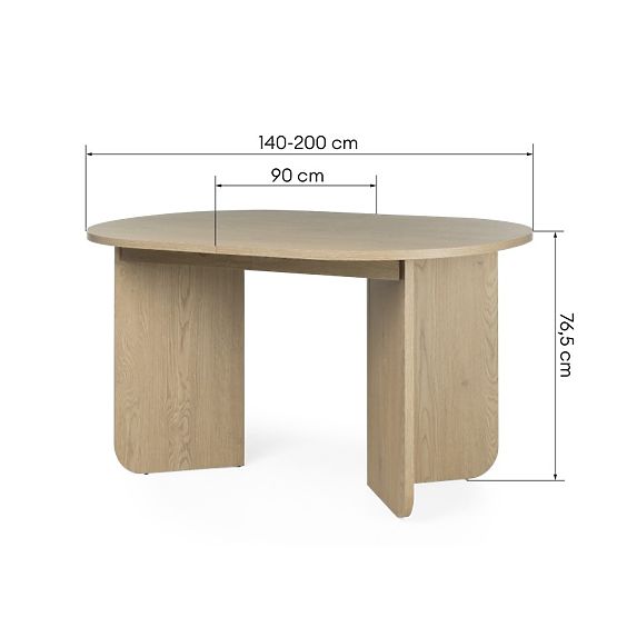 Table extensible Mou 140-200 cm, Chêne Cremona Torro, plateau ovale