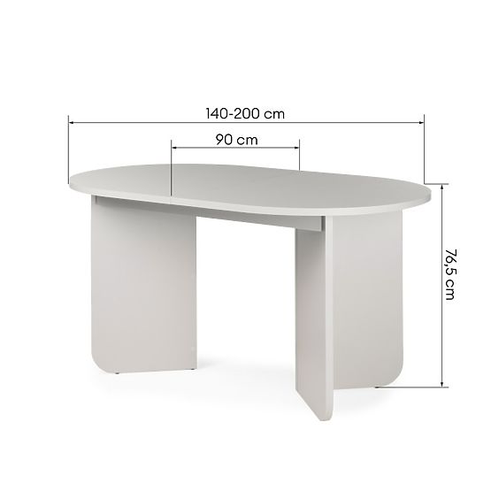 Table extensible Mou 140-200 cm, couleur cachemire, plateau ovale