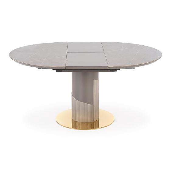 Table extensible MUSCAT plateau - marbre gris, pied - gris clair / doré