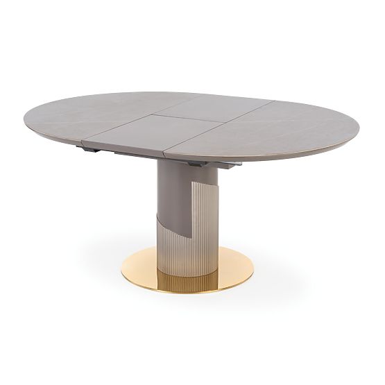 Table extensible MUSCAT plateau - marbre gris, pied - gris clair / doré