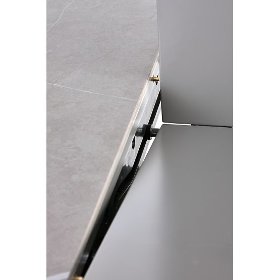 Table extensible MUSCAT plateau - marbre gris, pied - gris clair / doré