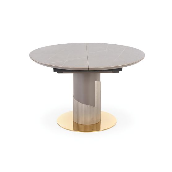 Table extensible MUSCAT plateau - marbre gris, pied - gris clair / doré