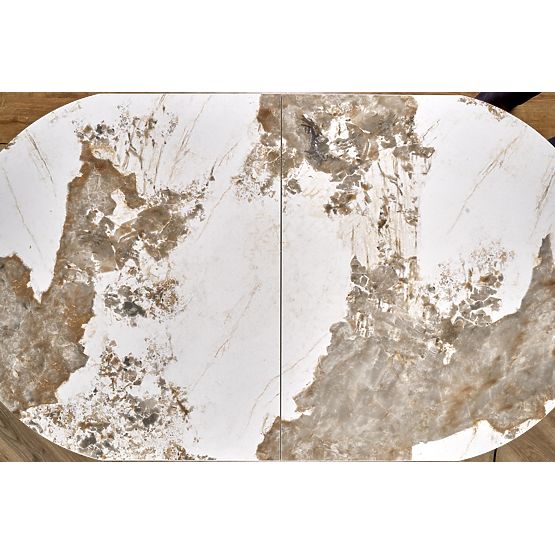 Table extensible ROBINSON, marbre beige / cappuccino / noir