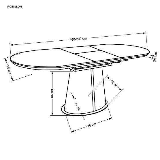 Table extensible ROBINSON, marbre beige / cappuccino / noir
