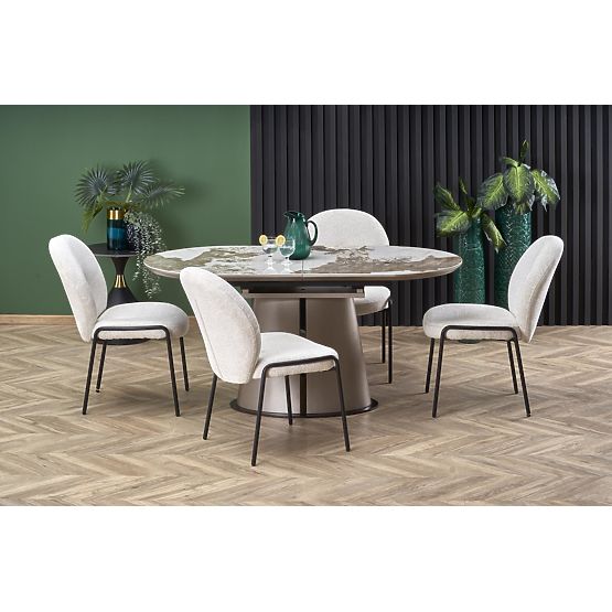 Table extensible ROBINSON, marbre beige / cappuccino / noir