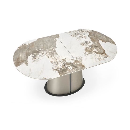 Table extensible ROBINSON, marbre beige / cappuccino / noir