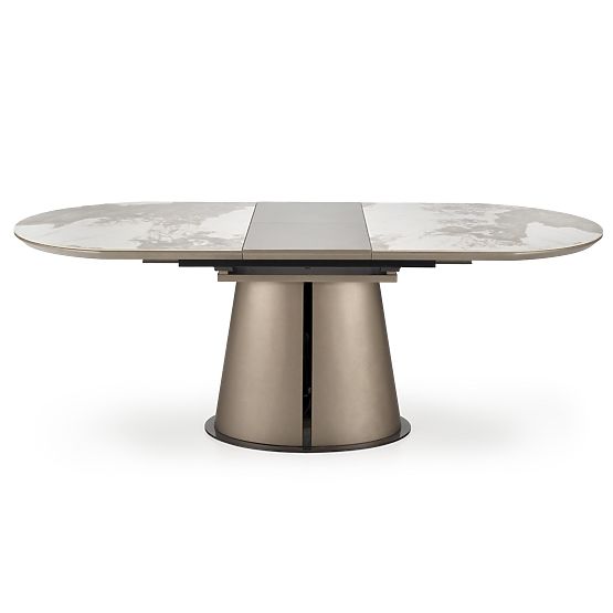 Table extensible ROBINSON, marbre beige / cappuccino / noir