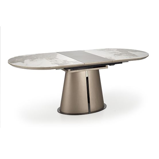 Table extensible ROBINSON, marbre beige / cappuccino / noir
