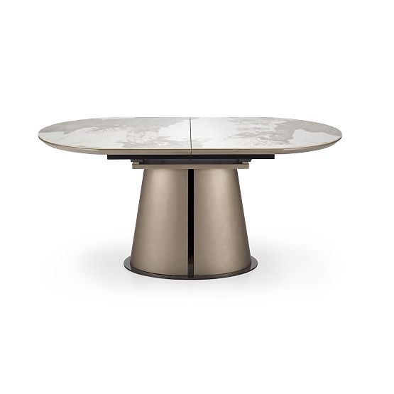 Table extensible ROBINSON, marbre beige / cappuccino / noir