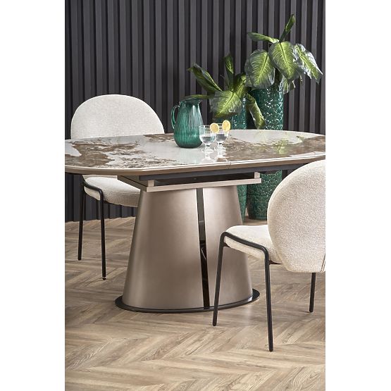 Table extensible ROBINSON, marbre beige / cappuccino / noir