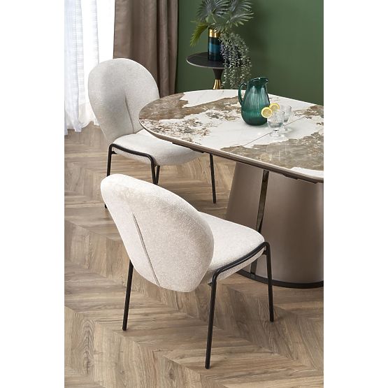 Table extensible ROBINSON, marbre beige / cappuccino / noir