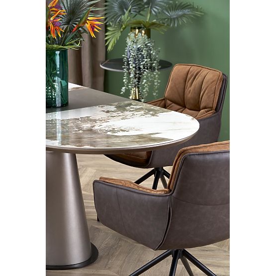 Table extensible ROBINSON, marbre beige / cappuccino / noir