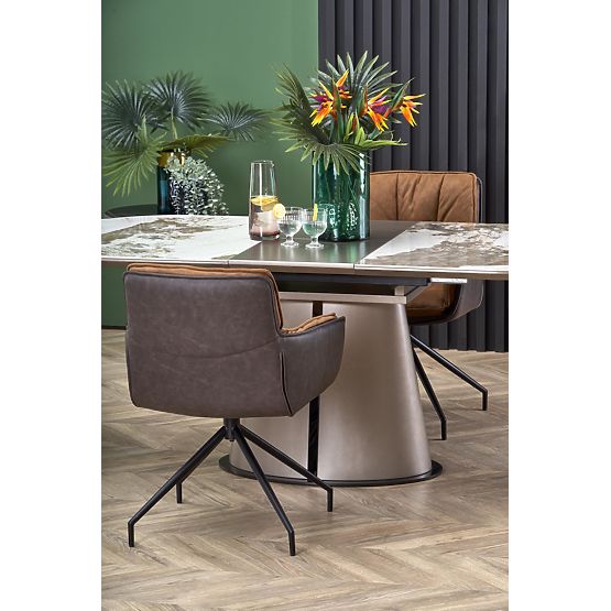 Table extensible ROBINSON, marbre beige / cappuccino / noir