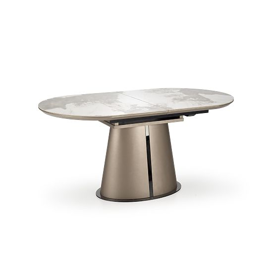 Table extensible ROBINSON, marbre beige / cappuccino / noir