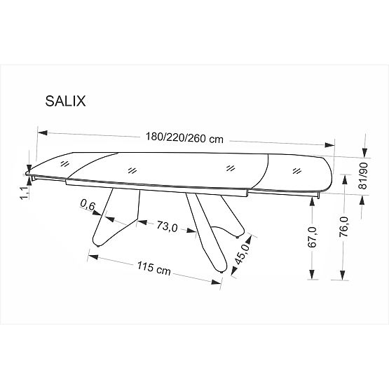 Table extensible SALIX, travertin / cachemire (2p=1ks)
