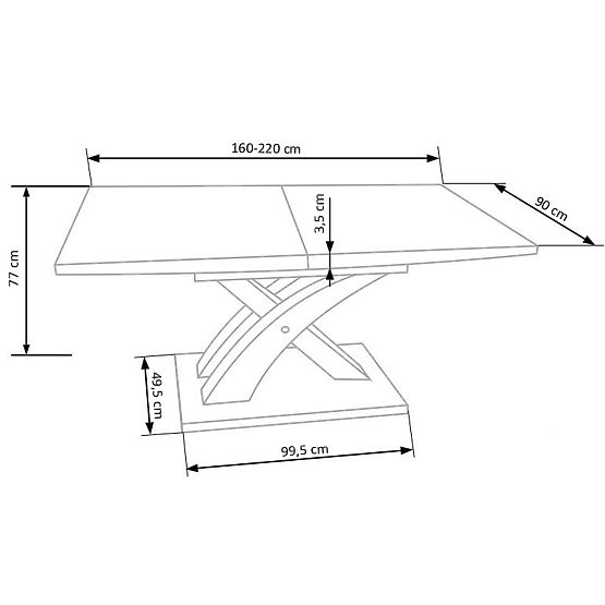 Table extensible SANDOR 3, plateau - chêne doré, pieds - chêne doré / noir (3p=1ks)