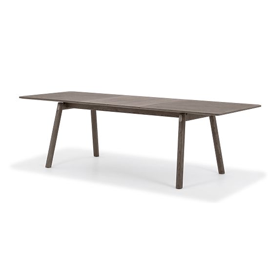 Table extensible Selvoni 180-260 cm, bois de chêne massif, placage, espresso