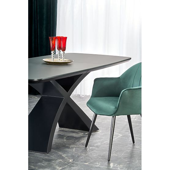 Table extensible SILVESTRO plateau - gris foncé, pied - noir