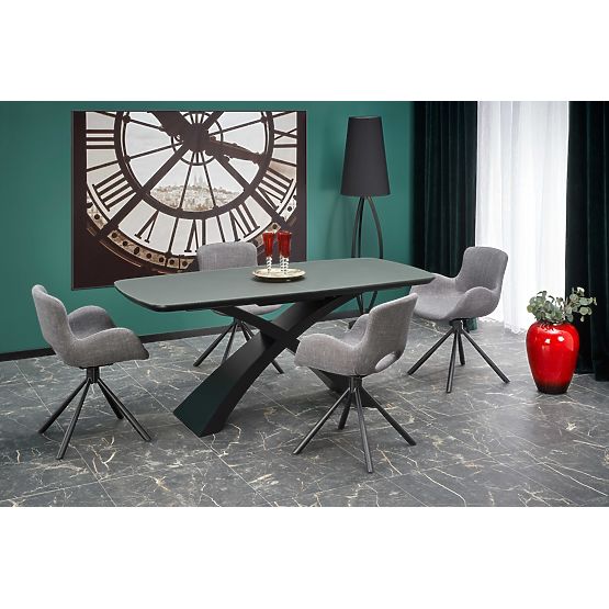 Table extensible SILVESTRO plateau - gris foncé, pied - noir