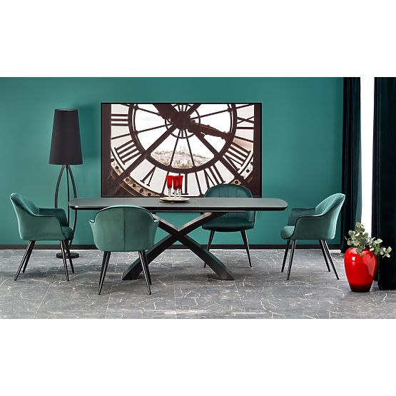 Table extensible SILVESTRO plateau - gris foncé, pied - noir