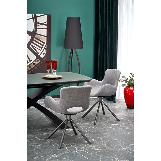 Table extensible SILVESTRO plateau - gris foncé, pied - noir