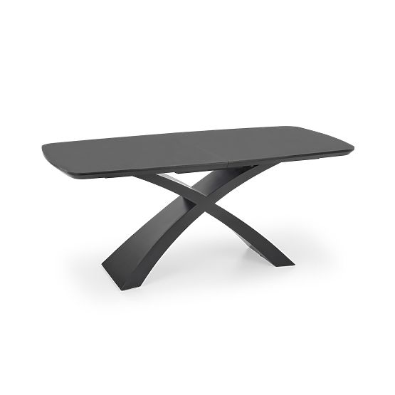 Table extensible SILVESTRO plateau - gris foncé, pied - noir
