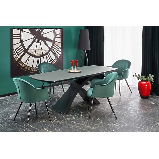 Table extensible SILVESTRO plateau - gris foncé, pied - noir