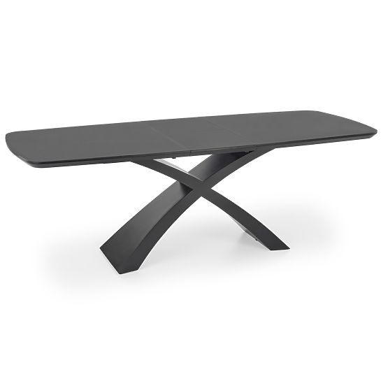 Table extensible SILVESTRO plateau - gris foncé, pied - noir