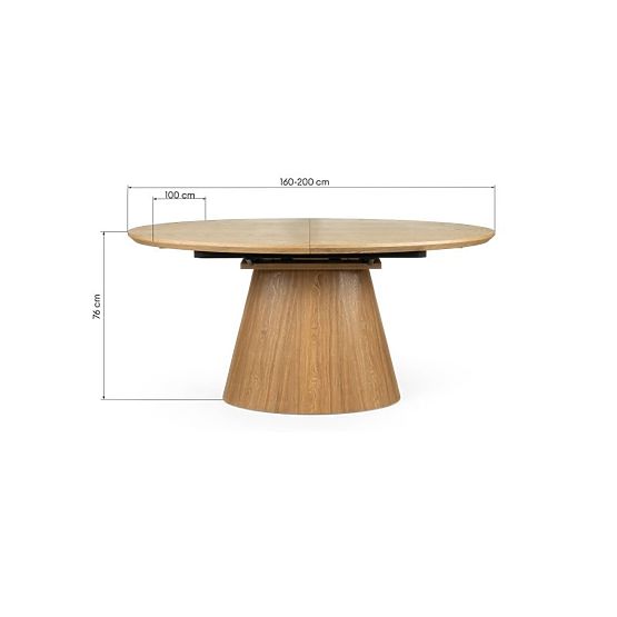 Table extensible Solan 160-200 cm, ovale, naturel