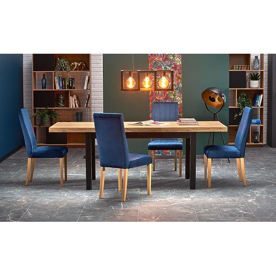 Table extensible TIAGO 140-220/80 plateau : chêne craft, pieds : noirs