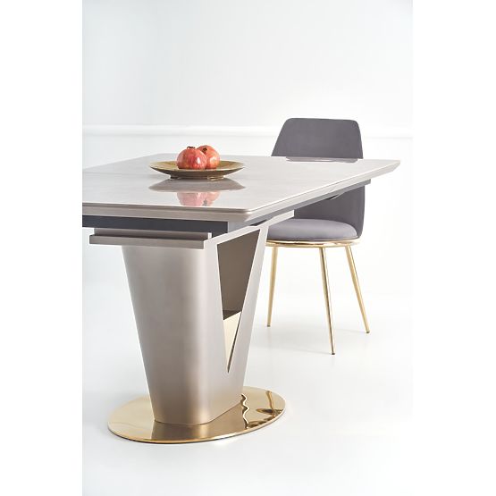Table extensible VALENTINO gris clair/doré