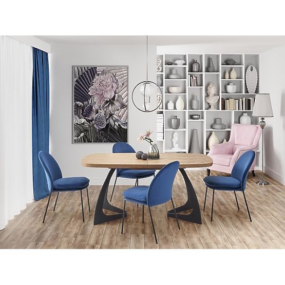 Table extensible VELDON, plateau - chêne naturel, pieds - noirs (2p=1ks)