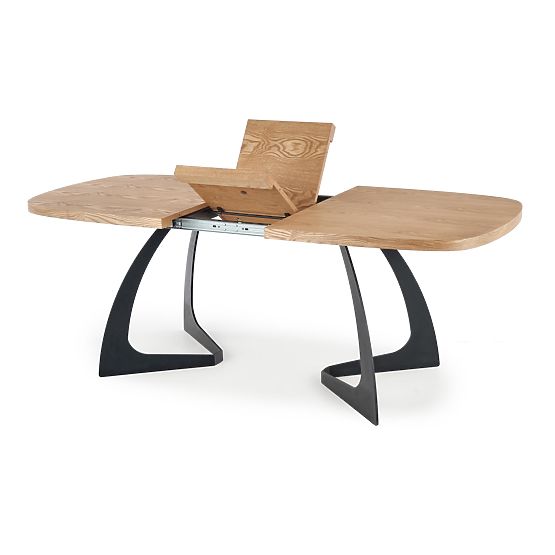 Table extensible VELDON, plateau - chêne naturel, pieds - noirs (2p=1ks)