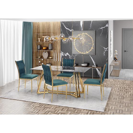 Table KONAMI, plateau - marbre noir, pieds - dorés (2p=1pc)