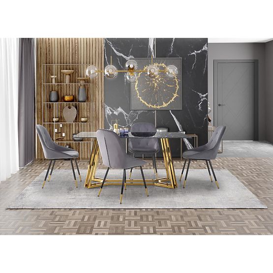 Table KONAMI, plateau - marbre noir, pieds - dorés (2p=1pc)