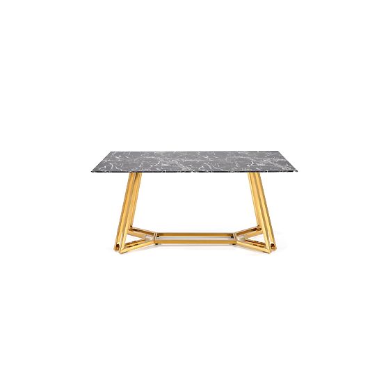 Table KONAMI, plateau - marbre noir, pieds - dorés (2p=1pc)