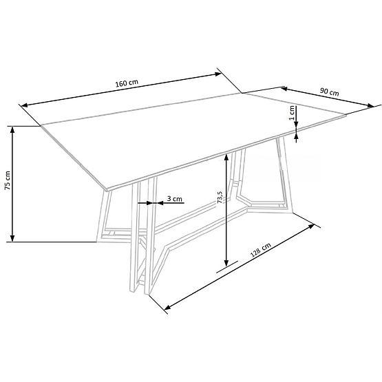Table KONAMI, plateau - marbre noir, pieds - dorés (2p=1pc)