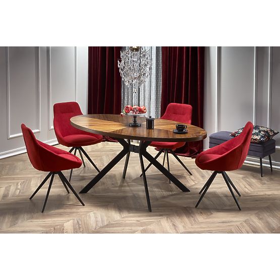 Table LOCARNO, plateau - noyer, pied - noir (2p=1pc)