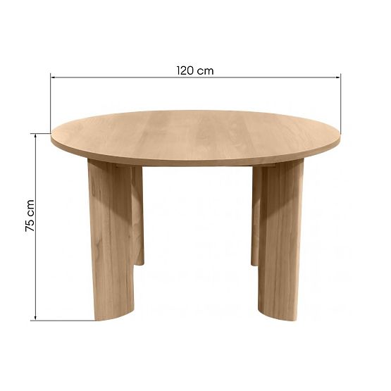 Table à manger Bali 120 cm, ronde, crème blanche