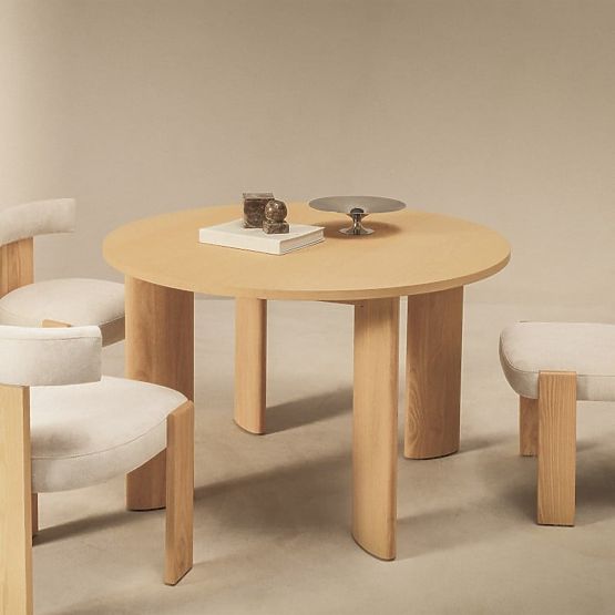 Table à manger Bali 120 cm, ronde, crème blanche