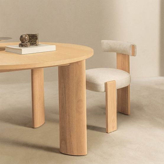 Table à manger Bali 120 cm, ronde, crème blanche