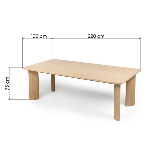 Table à manger Bali 220 cm, crème blanc