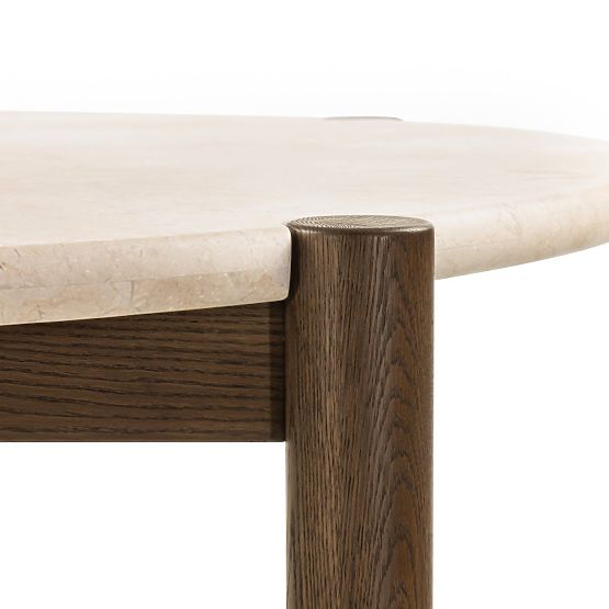 Table à manger Bruna, 150 cm, rond, chêne mocha/marbre cream