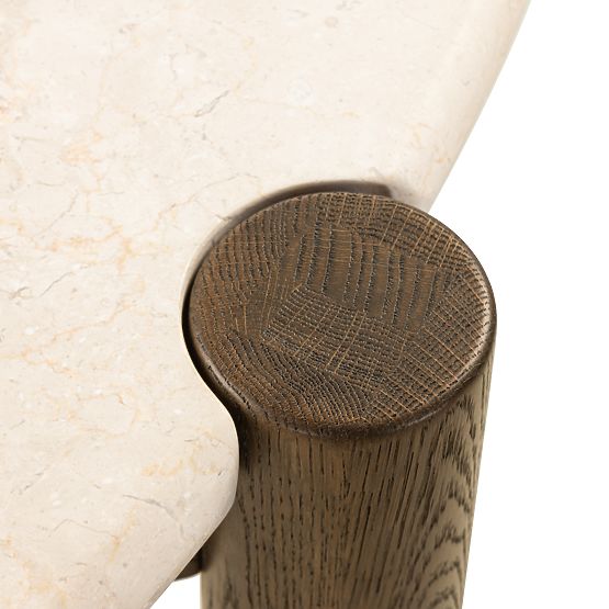 Table à manger Bruna, 150 cm, rond, chêne mocha/marbre cream