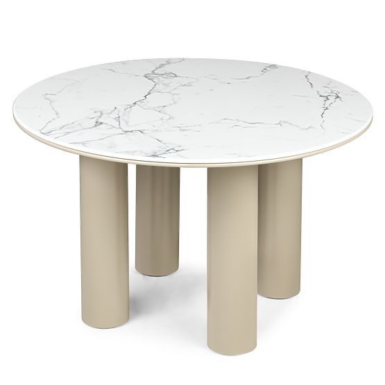 Table à manger Kairo 120 cm, rond, beige foncé, marbré