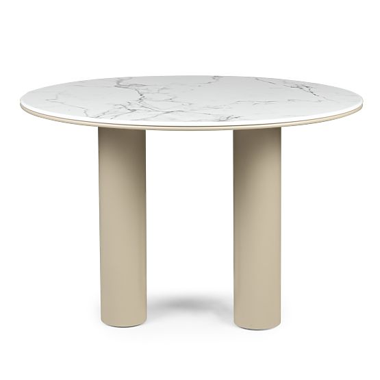 Table à manger Kairo 120 cm, rond, beige foncé, marbré
