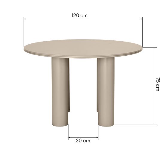 Table à manger Kairo 120 cm, rond, beige foncé