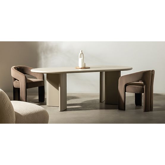 Table à manger Lima 220 cm, beige foncé, ovale