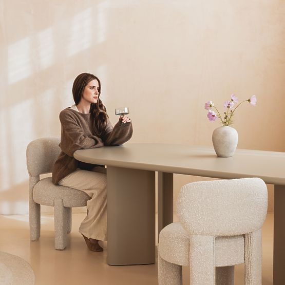 Table à manger Lima 220 cm, beige foncé, ovale